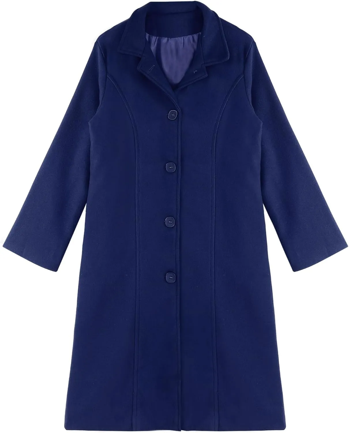 Jelory Womens Wool Blend Trench Coat Turn-Down Collar Single-Breasted Long Overcoat Windproof Jackets Outerwear