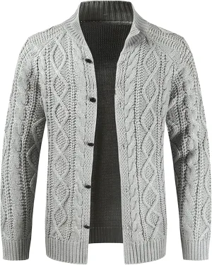 JEShifangjiusu Men'S Cardigan Sweaters Wool Blend V Neck Button Down Sweaters Casual Long Sleeve Shawl Collar Overcoat