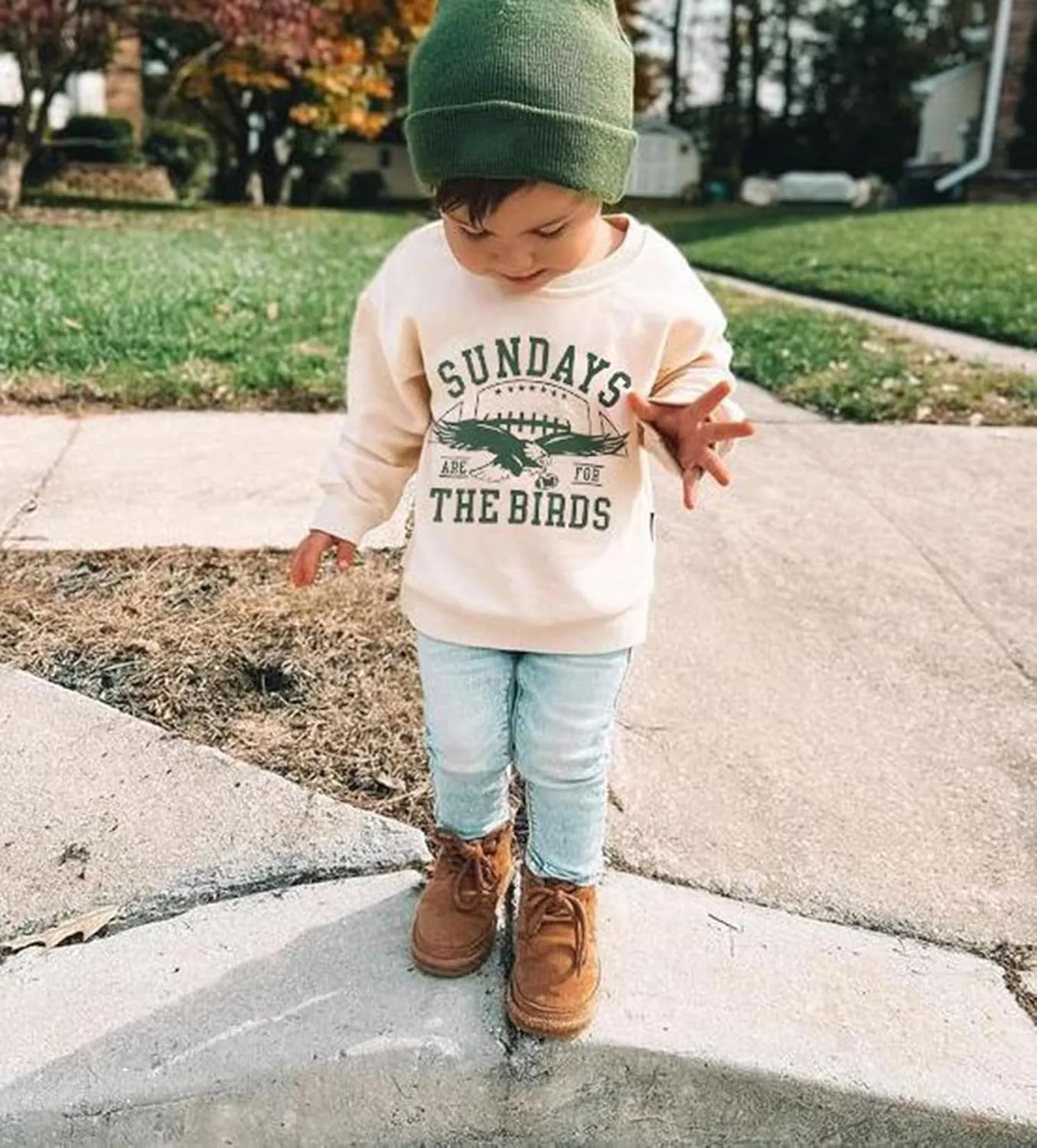 Karuedoo Toddler Baby Girl Boy Game Day Football Outfit Sundays Are for the Birds Crewneck Sweatshirt Long Sleeve Shirts Top