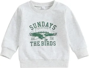 Karuedoo Toddler Baby Girl Boy Game Day Football Outfit Sundays Are for the Birds Crewneck Sweatshirt Long Sleeve Shirts Top