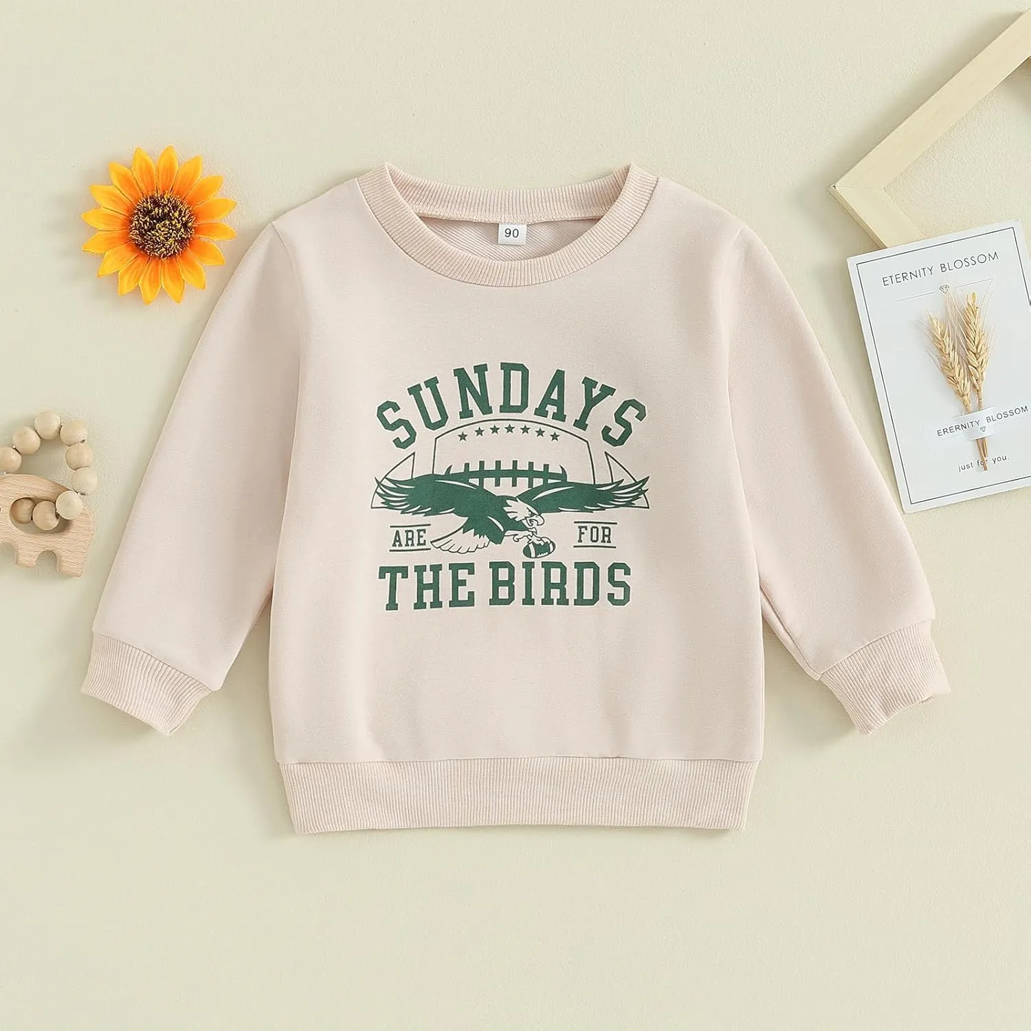 Karuedoo Toddler Baby Girl Boy Game Day Football Outfit Sundays Are for the Birds Crewneck Sweatshirt Long Sleeve Shirts Top