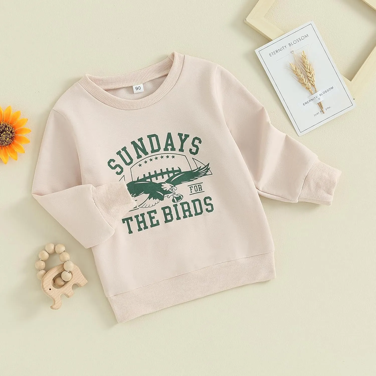 Karuedoo Toddler Baby Girl Boy Game Day Football Outfit Sundays Are for the Birds Crewneck Sweatshirt Long Sleeve Shirts Top