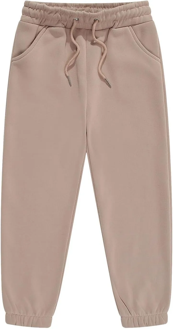 Kids Boys Jogger Pants Toddler Boys' Drawstring Elastic Waist Cotton Solid Pants Casual Sweatpants 1PCS Set