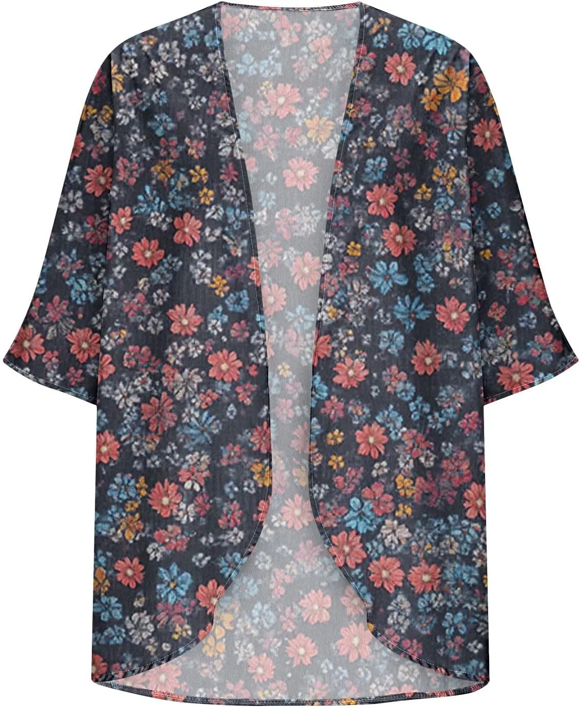 Kimono Swimsuit Coverup 2025 Womens Casual 3/4 Bat Sleeve Loose Beach Cover Up Sheer Chiffon Cardigans for Swimwear