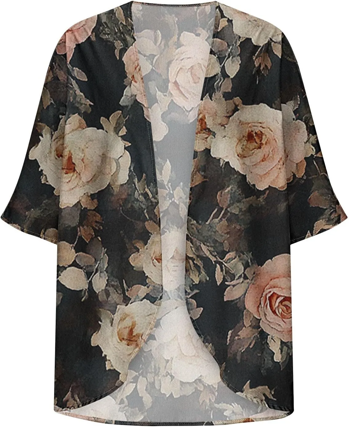 Kimono Swimsuit Coverup 2025 Womens Casual 3/4 Bat Sleeve Loose Beach Cover Up Sheer Chiffon Cardigans for Swimwear