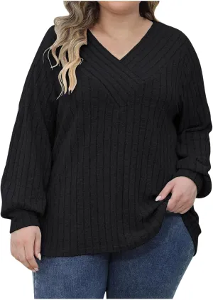 Lastesso Oversized Sweaters for Women V Neck Long Sleeve Lightweight Fall Sweater Tops Casual Solid Pullover Trendy Outfits