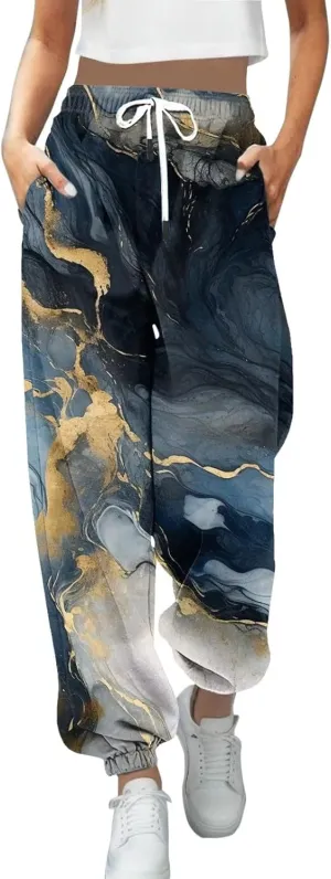 LCMTWX Black Pants for Women Pockets Drawstring Elastic Waisted Heart Print Bottom Pants Jogger Pants for Women with Sweat