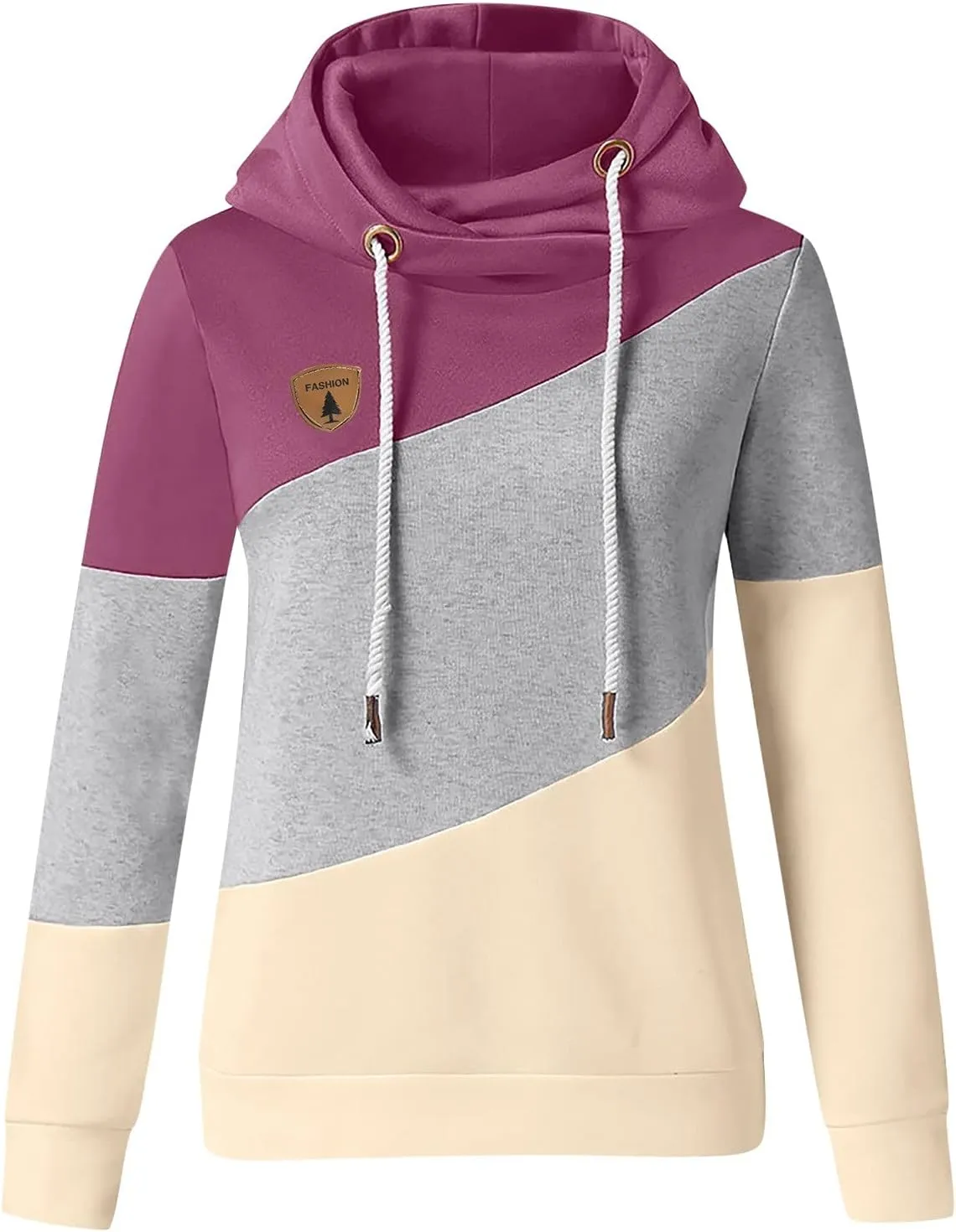 LCMTWX Sleeve Casual Hoodie Splice Contrast Long Sweatshirt Solid Strap Women Tops Women's Hoodies Sweatshirts Petite