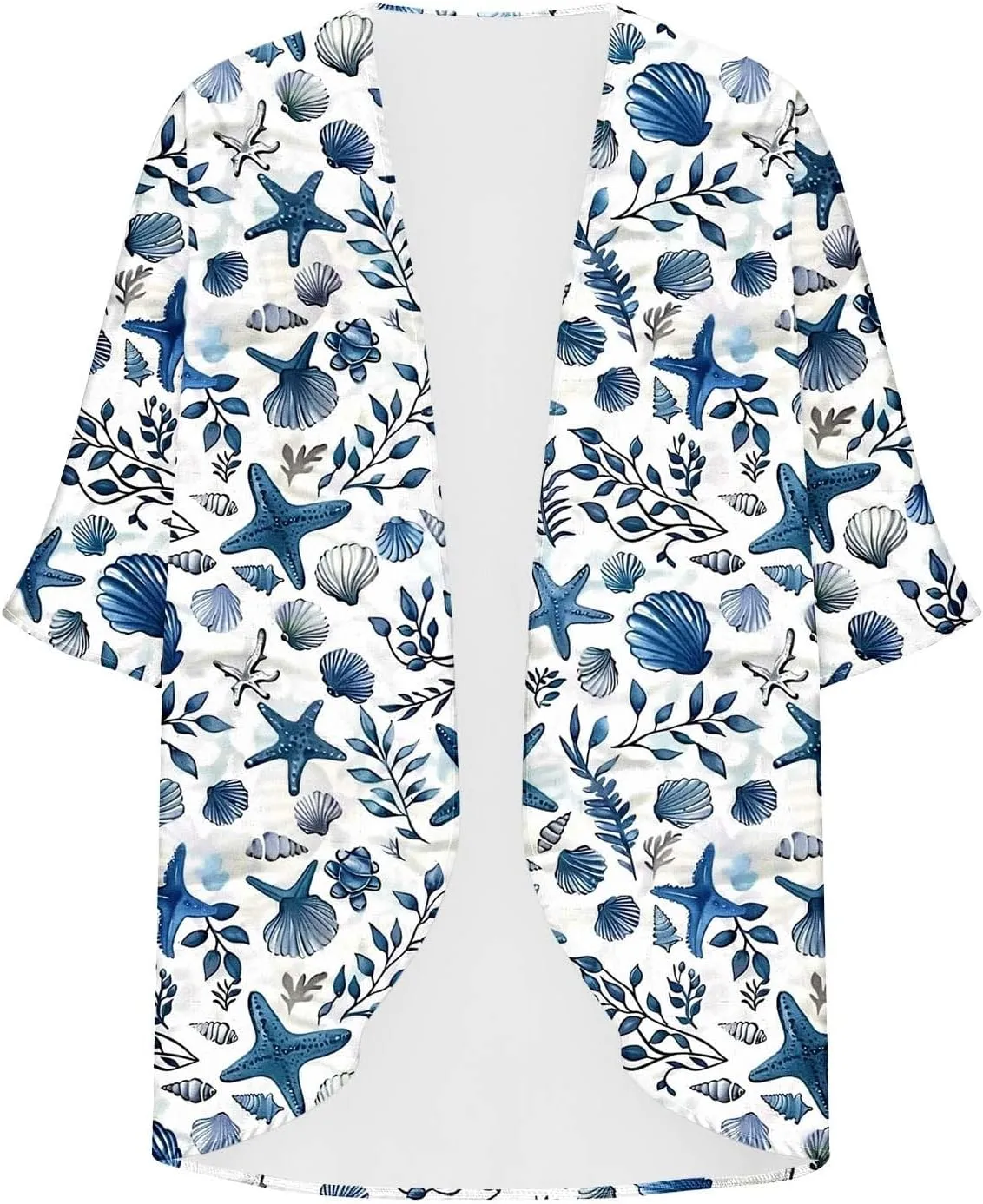 Leopard Chiffon Kimono Cardigans For Womens Lightweight Sun Protection Clothes Rash Guard 3/4 Sleeve Beach Cover Up