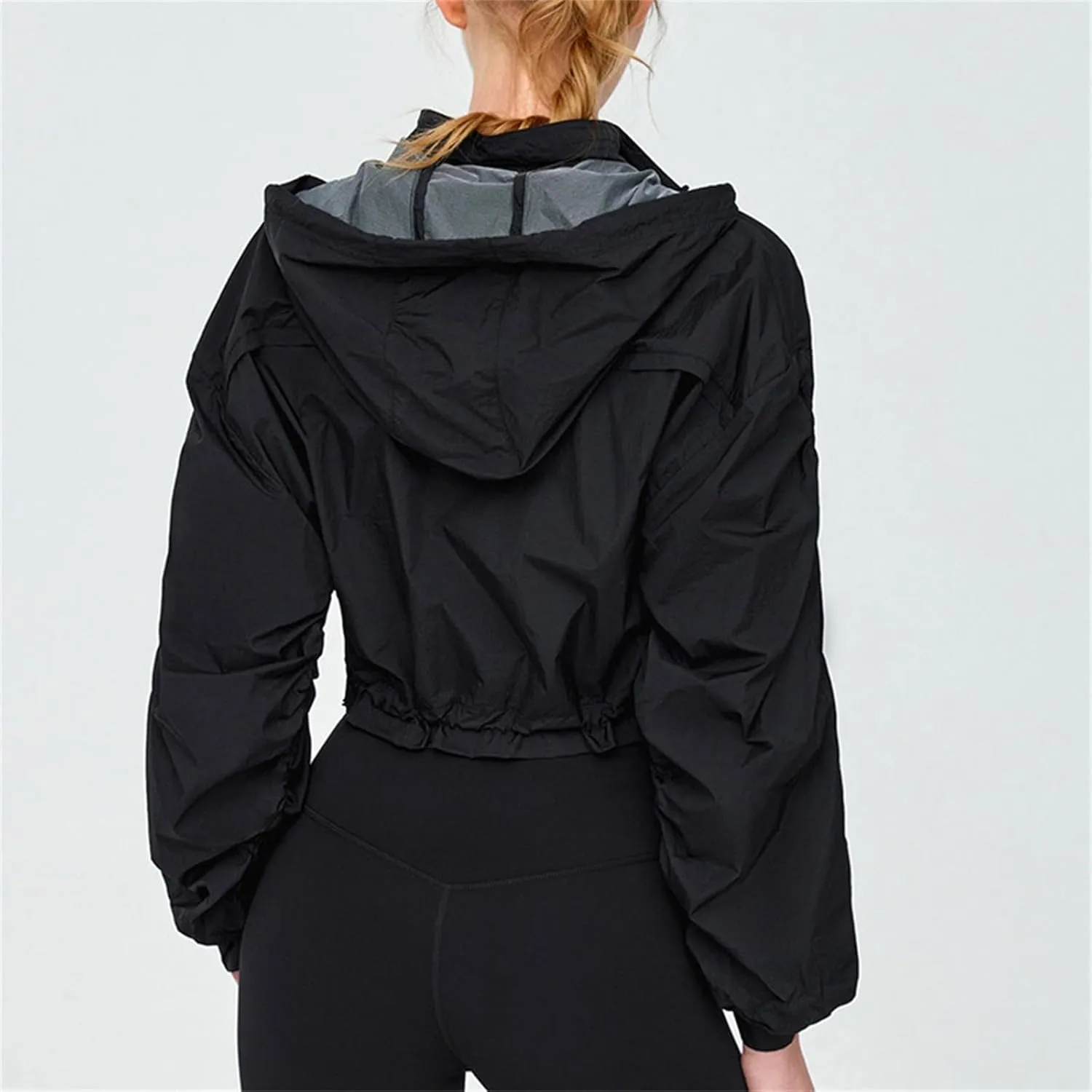 Lightweight Sun Jacket Women Girls UV Protect Full Zip Shirt Ruched Long Sleeve Hoodie Breathable Cool Cropped Jackets