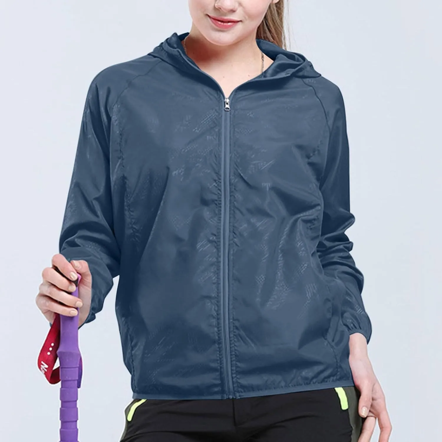 Lightweight Waterproof Jacket for Women Hooded Shirt Sun Protection Long Sleeve Sport Hiking Outdoor Windbreaker