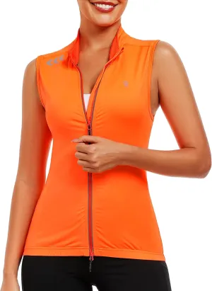 Little Donkey Andy Women's Breathable Cycling Vests full Zip Reflective Sleeveless Jerseys Running Biking Shirts 4 Pockets