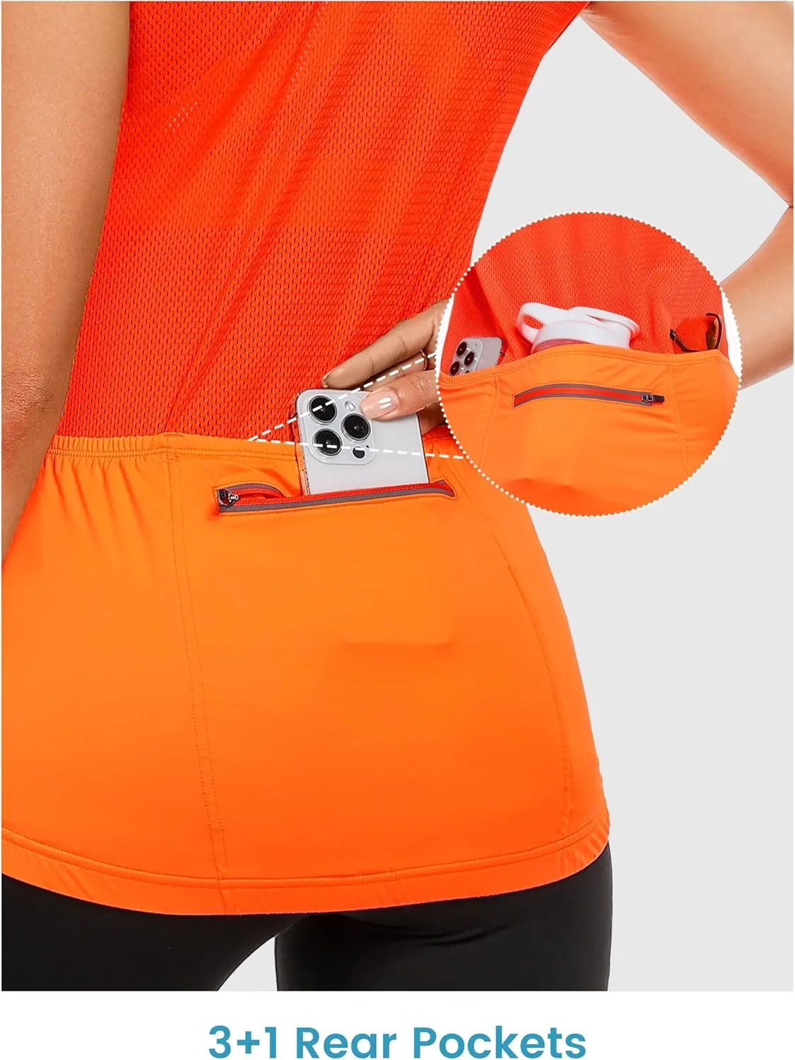 Little Donkey Andy Women's Breathable Cycling Vests full Zip Reflective Sleeveless Jerseys Running Biking Shirts 4 Pockets