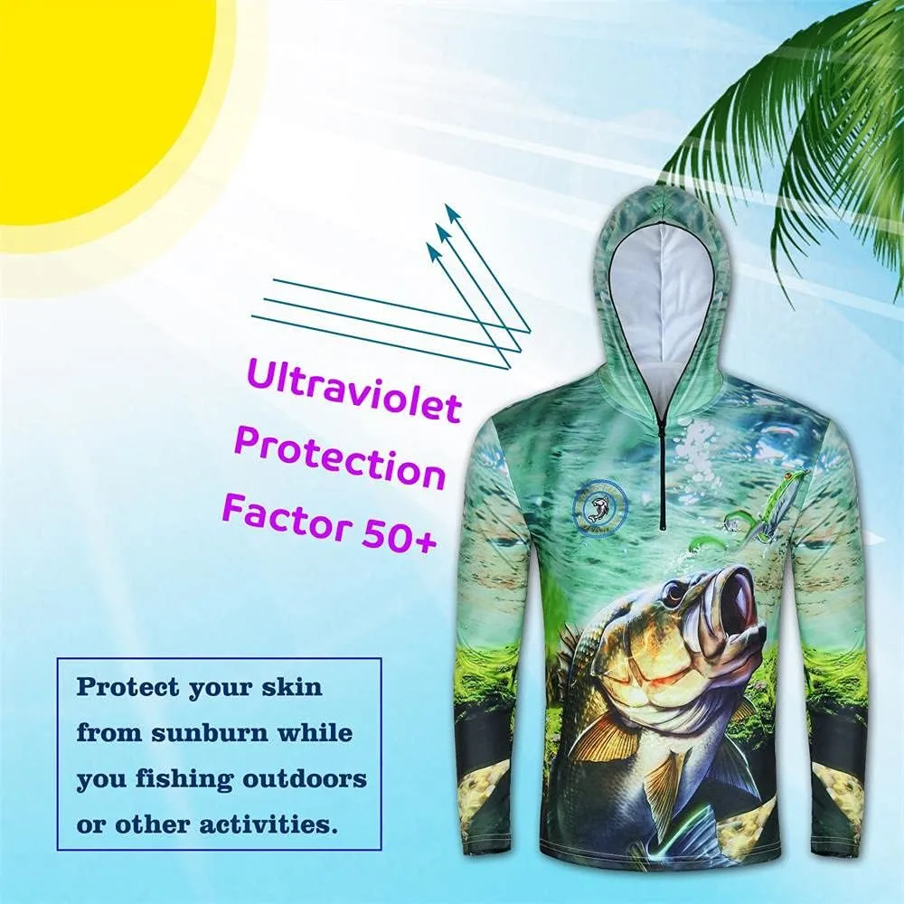 Long Sleeve Fishing Shirts Fishing Hoodie for Men and Women Fit Performance Clothing, UPF 50 ,Quick-Dry