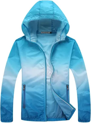 Long Sleeve Rash Guard Shirts for Womens Mens Full Zip Hoodie Jackets Gradient Coat Plus Size Sun Protection Clothes