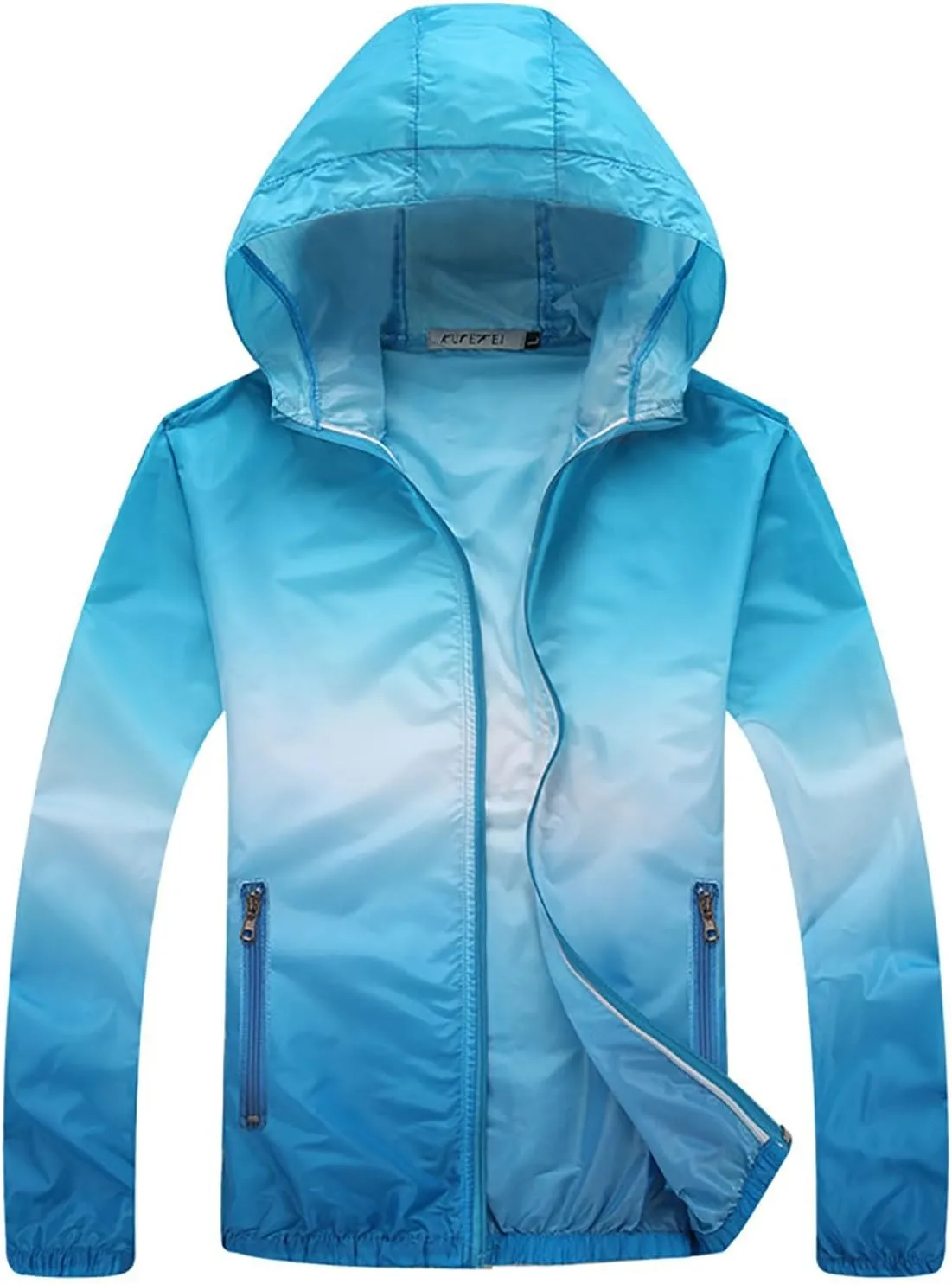 Long Sleeve Rash Guard Shirts for Womens Mens Full Zip Hoodie Jackets Gradient Coat Plus Size Sun Protection Clothes