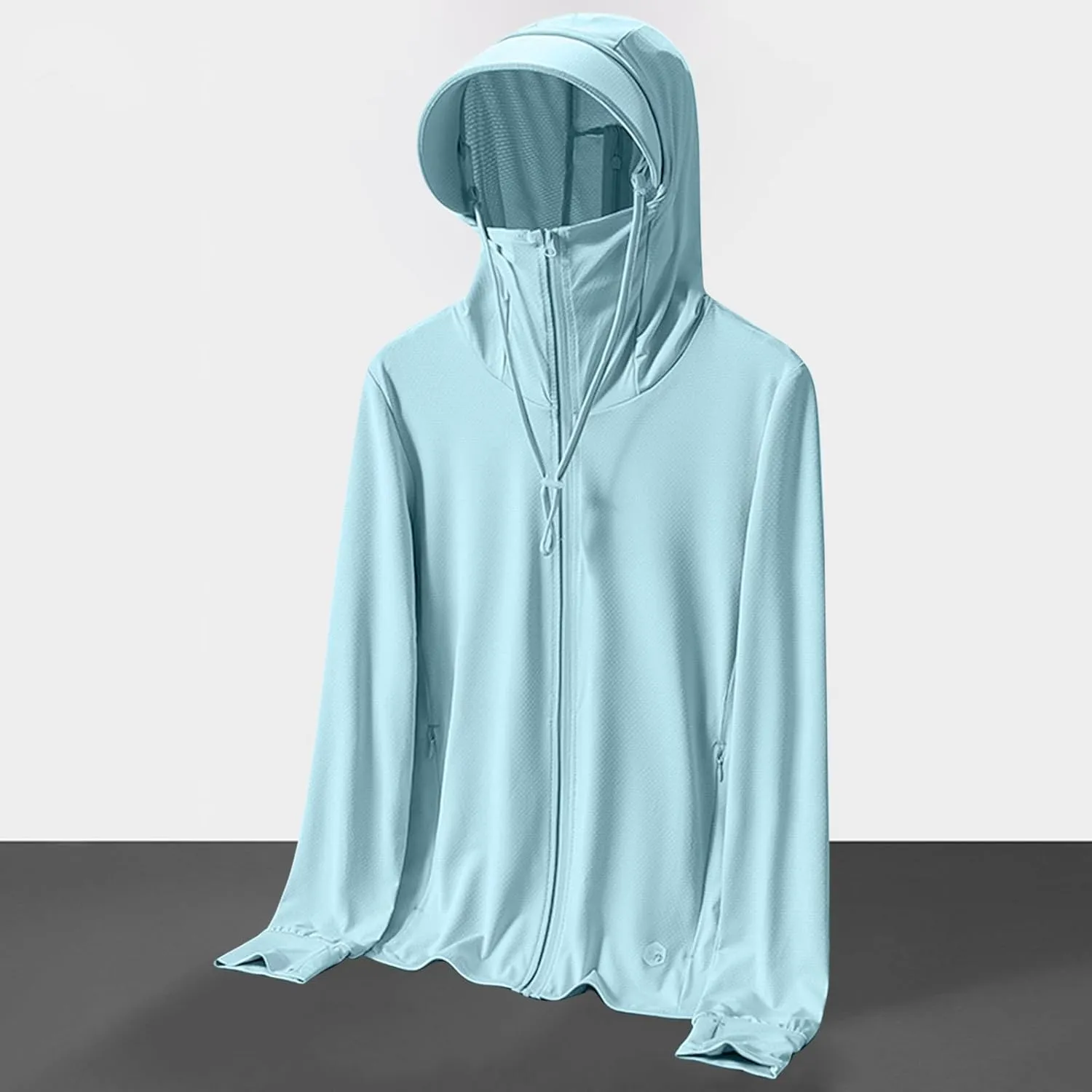 Long Sleeve Sun Protection Hooded Shirt for Women Cooling Plus Size T-Shirts Rash Guard Hiking Jacket with Face Mask