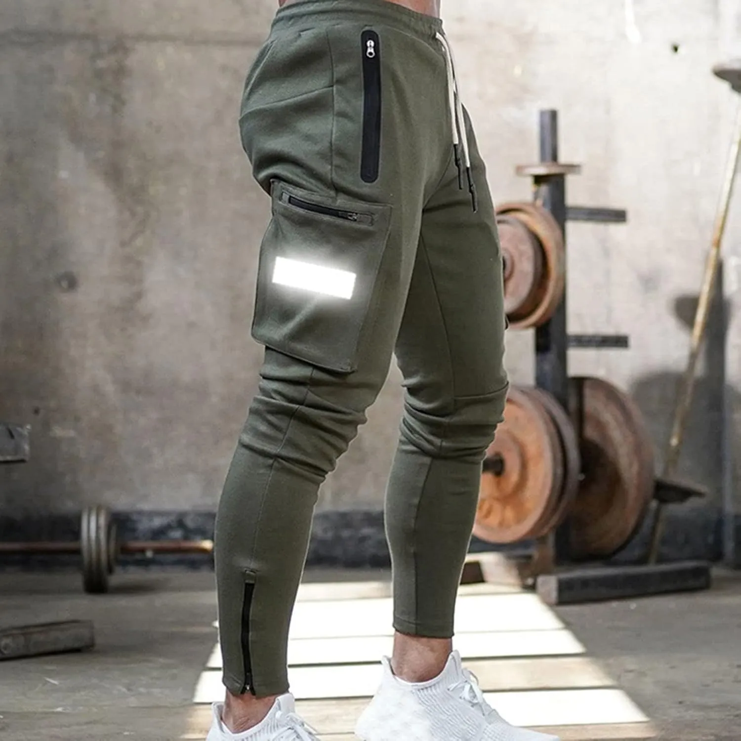 Male Versatile All Season Cargo Pants Multi Pocket Zip Button Hem Solid Color Outdoor Trousers Sport Pants