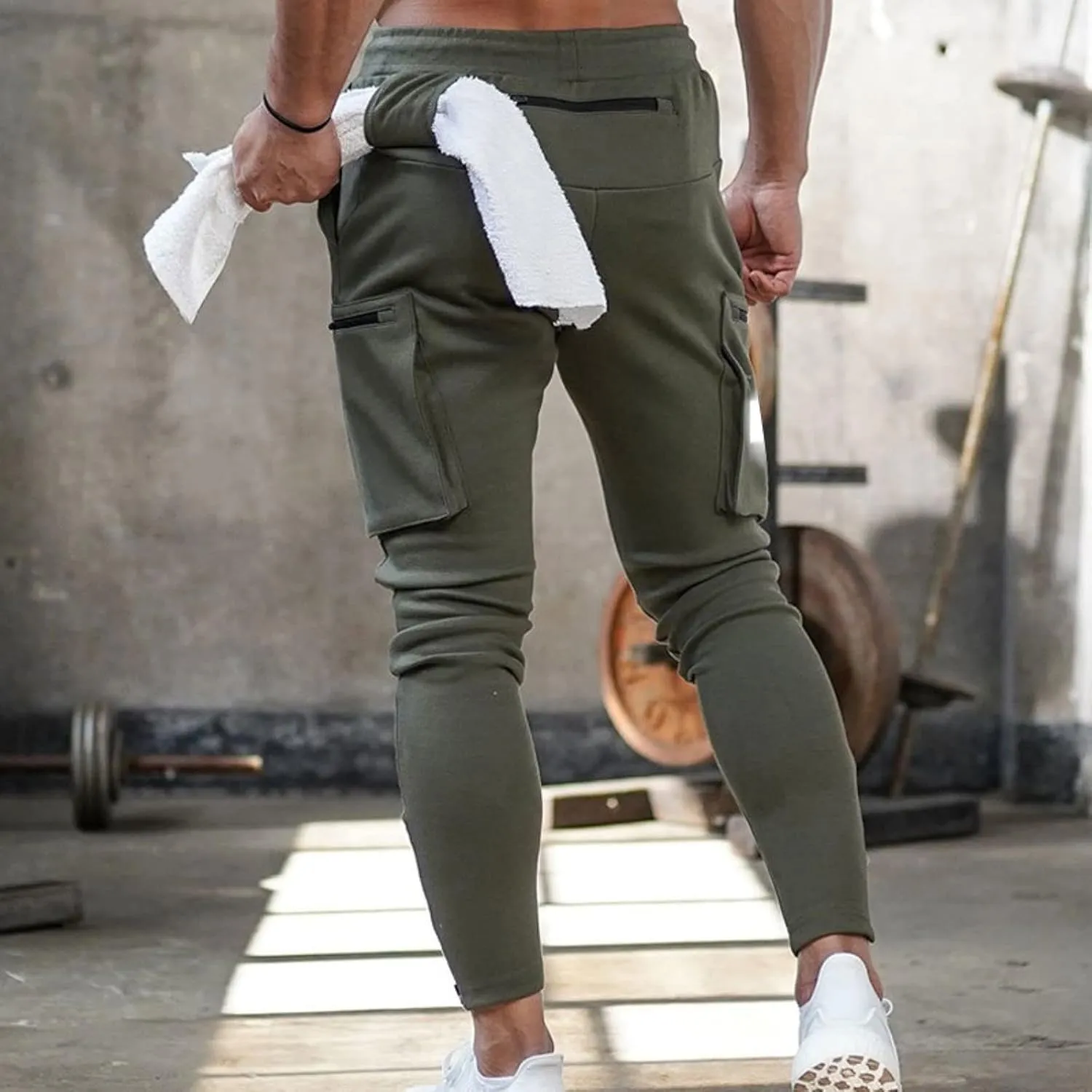Male Versatile All Season Cargo Pants Multi Pocket Zip Button Hem Solid Color Outdoor Trousers Sport Pants