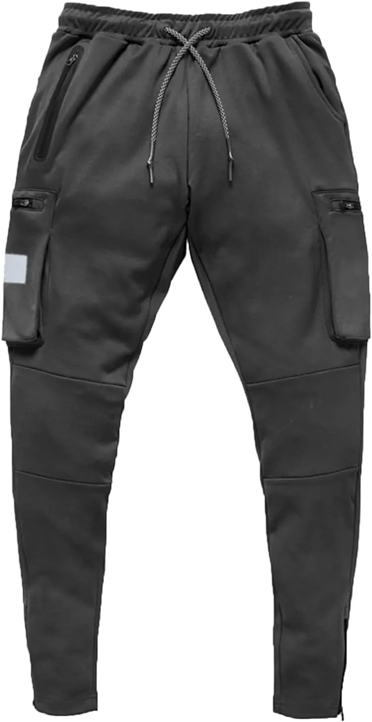 Male Versatile All Season Cargo Pants Multi Pocket Zip Button Hem Solid Color Outdoor Trousers Sport Pants