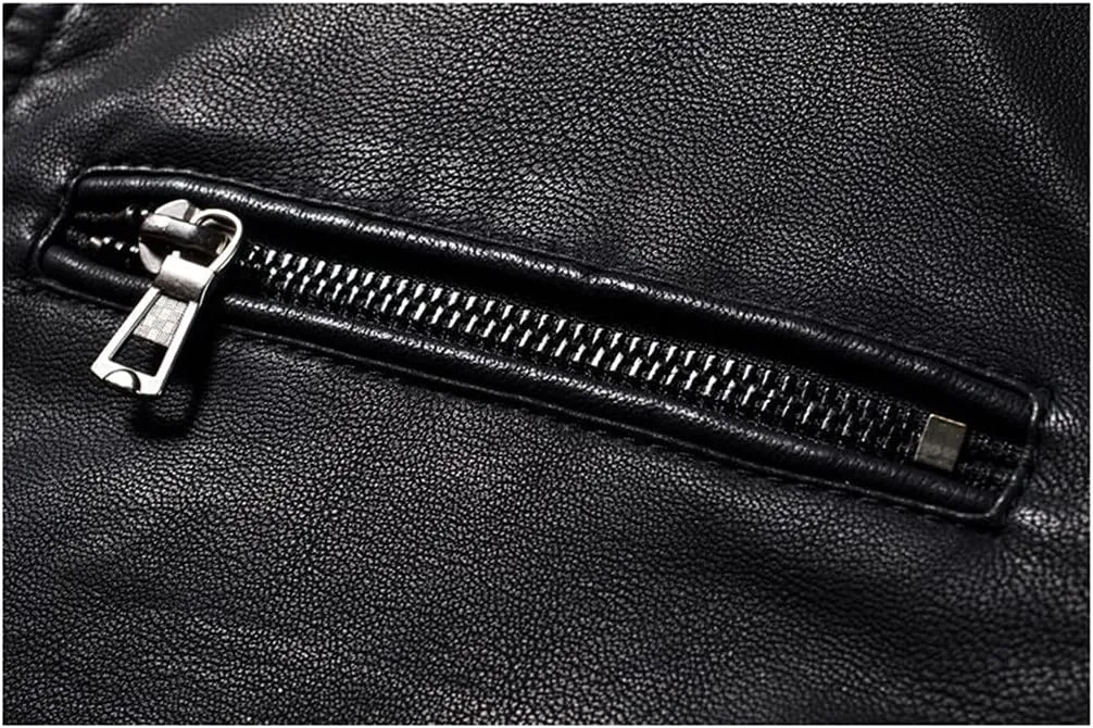Men Autumn Causal Vintage Leather Jacket Coat Spring Motor Biker Pocket PU Leather Jacket