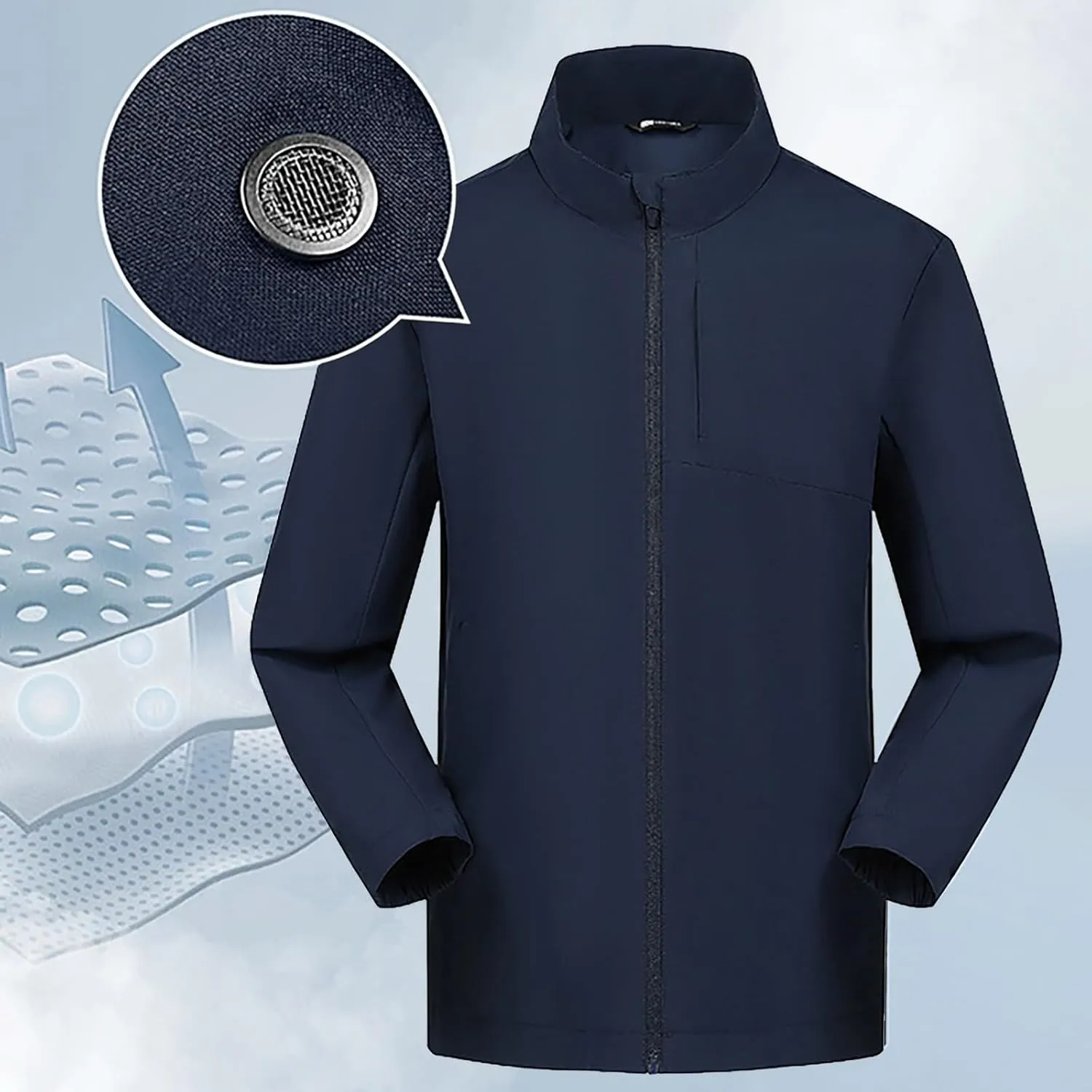Men Lightweight Softshell Jacket Oversize Zip Up Stand Collar Waterproof Windbreaker Travel Hiking Winter Warm Coat