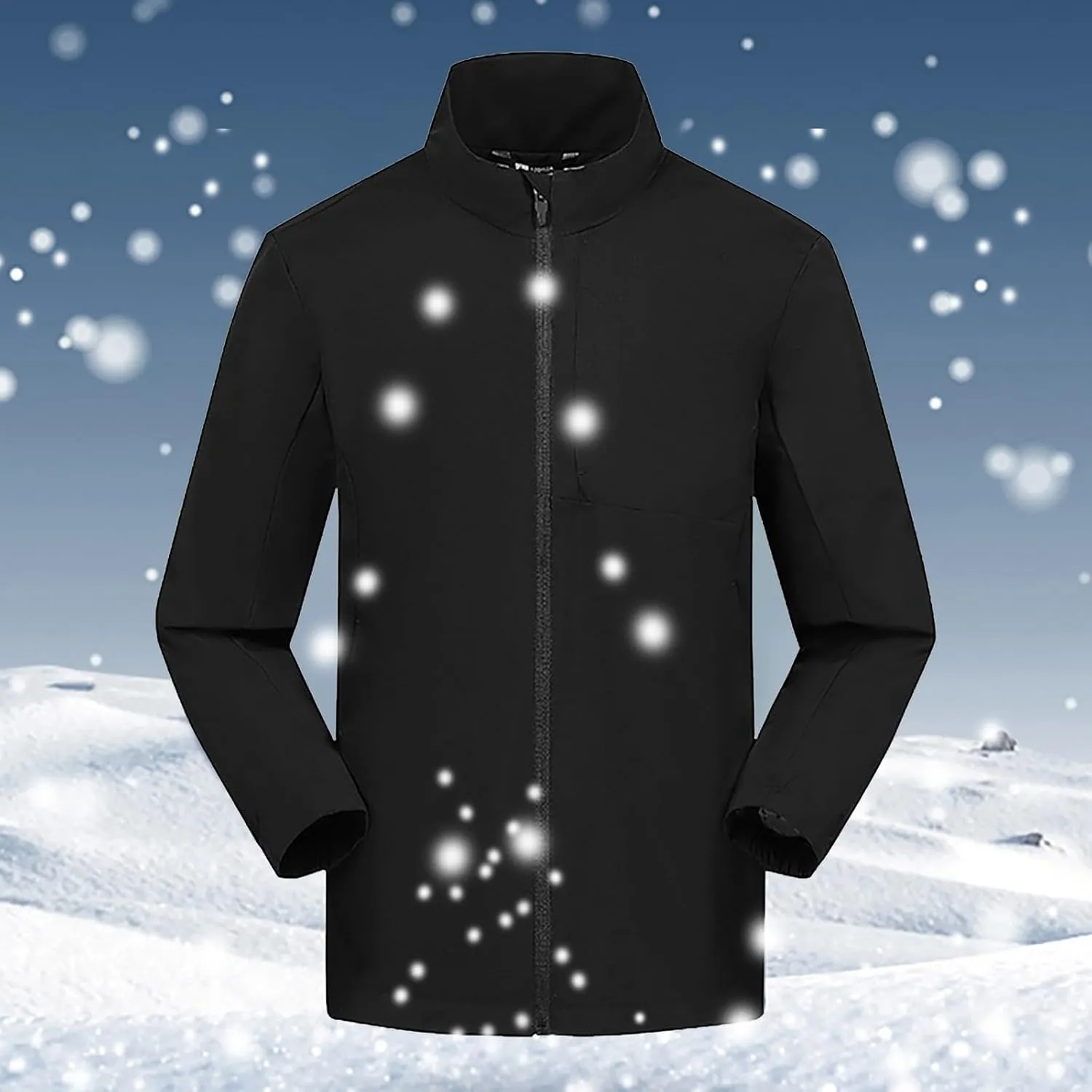 Men Lightweight Softshell Jacket Oversize Zip Up Stand Collar Waterproof Windbreaker Travel Hiking Winter Warm Coat