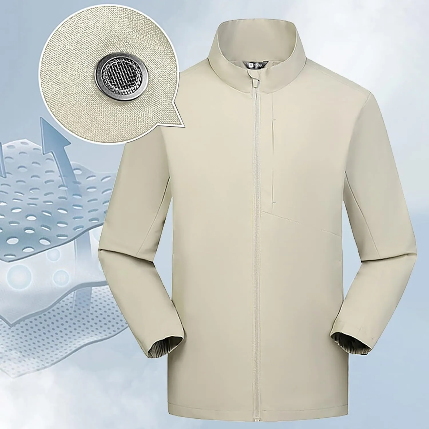 Men Lightweight Softshell Jacket Oversize Zip Up Stand Collar Waterproof Windbreaker Travel Hiking Winter Warm Coat