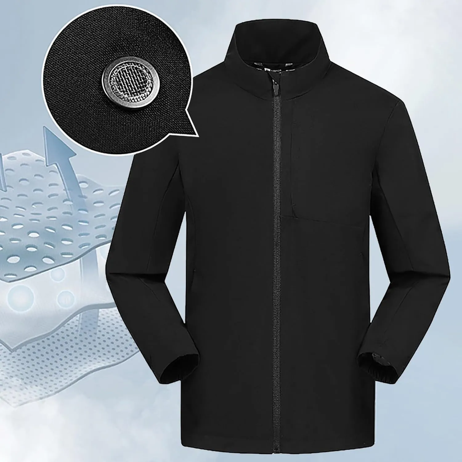 Men Lightweight Softshell Jacket Oversize Zip Up Stand Collar Waterproof Windbreaker Travel Hiking Winter Warm Coat