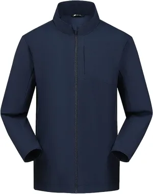 Men Lightweight Softshell Jacket Oversize Zip Up Stand Collar Waterproof Windbreaker Travel Hiking Winter Warm Coat