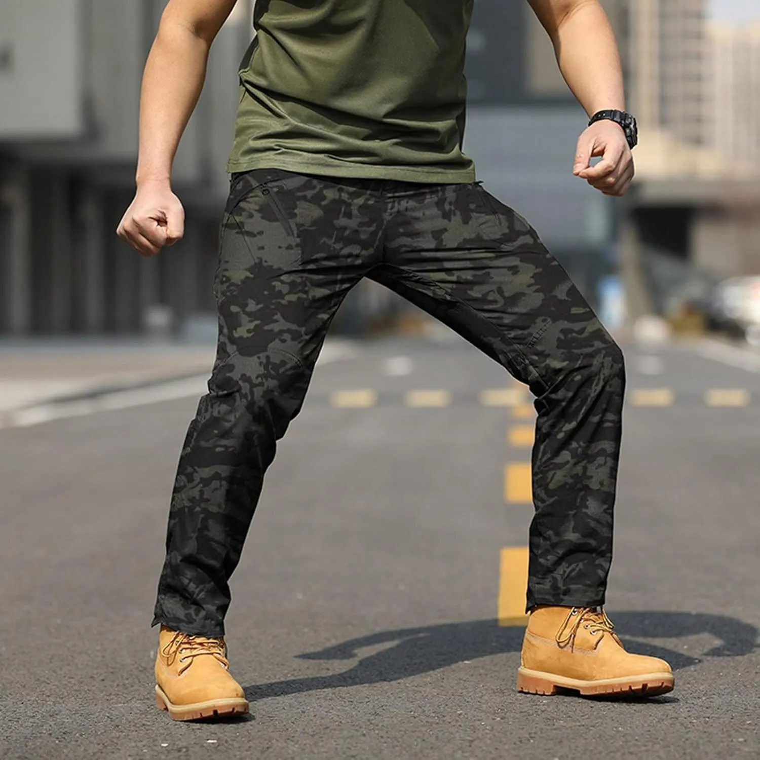 Men Outdoor Cargo Pant Lightweight Hiking Cargo Work Pants Water Resistant Travel Climbing Outdoor Stretch Pants