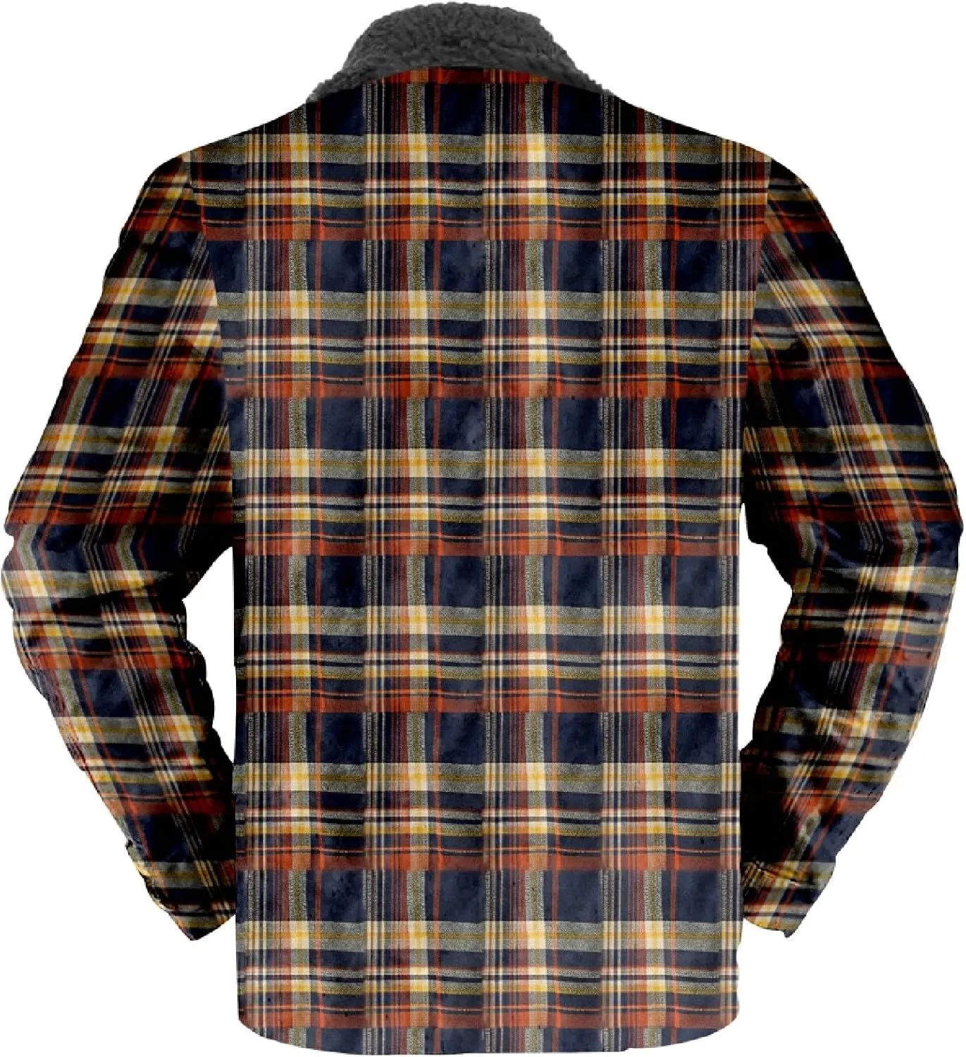 Men Sherpa Fleece Lined Jacket Plus Size Distressed Aztec Plaid Trucker Coats Chunky Warm Winter Outwear with Pockets