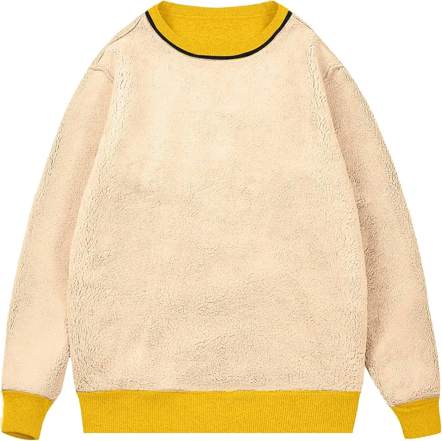 Men Sherpa Fleece Lined Sweatshirts Oversize Warm Soft Crewneck Pullover Tops Fall Winter Fuzzy Thick Outwear Outfits