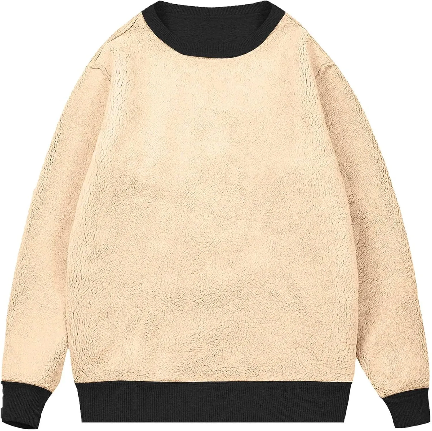 Men Sherpa Fleece Lined Sweatshirts Oversize Warm Soft Crewneck Pullover Tops Fall Winter Fuzzy Thick Outwear Outfits