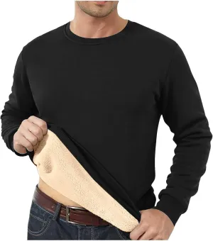 Men Sherpa Fleece Lined Sweatshirts Oversize Warm Soft Crewneck Pullover Tops Fall Winter Fuzzy Thick Outwear Outfits