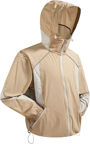 Mens 2025 Sun Shirts UV Protection Zip Up Long Sleeve Hoodie Jackets Rash Guard Outdoor Hoodies for Hiking
