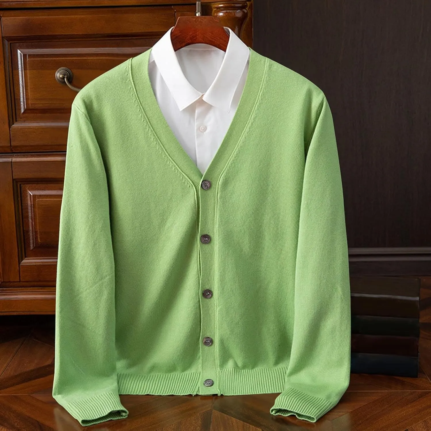 Men's Button Down Cardigan Long Sleeve V-Neck Knitted Sweater Relaxed Fit Casual Work Open Front Solid Cardigan