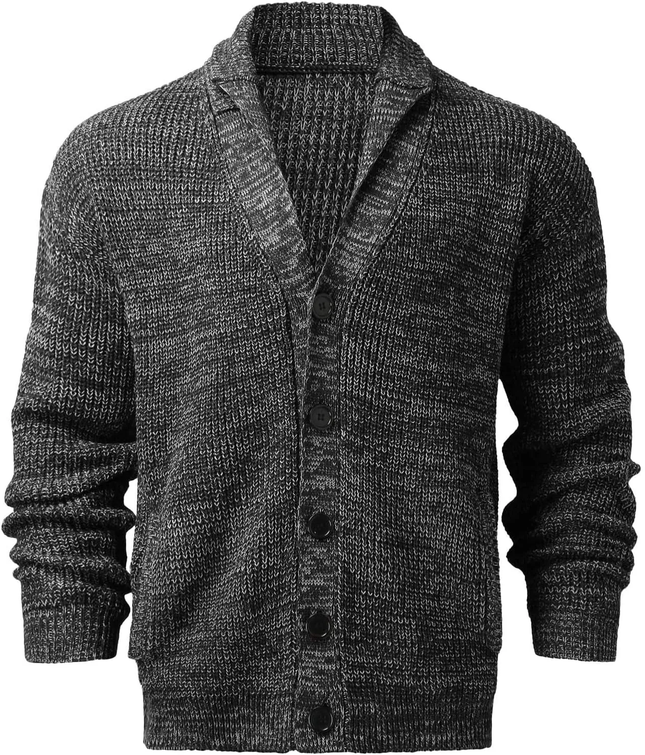 Mens Cable Knit Cardigan Sweater Casual Shawl Collar Loose Fit Sweater Long Sleeve Button Down Cardigans with Pockets