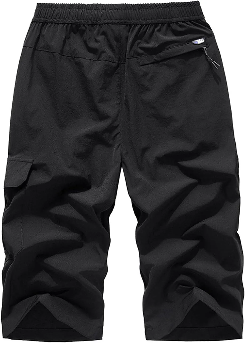 Men's Cargo Shorts 3/4 Capri Pants below Knee Drawstring Long Shorts with Multi Pocket Yoga Pants Workout Jogger