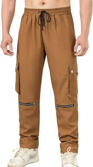 Mens Cargo Sweatpants Athletic Straight Jogger Pant with Pockets Big and Tall Baggy Tactical Workout Trouser