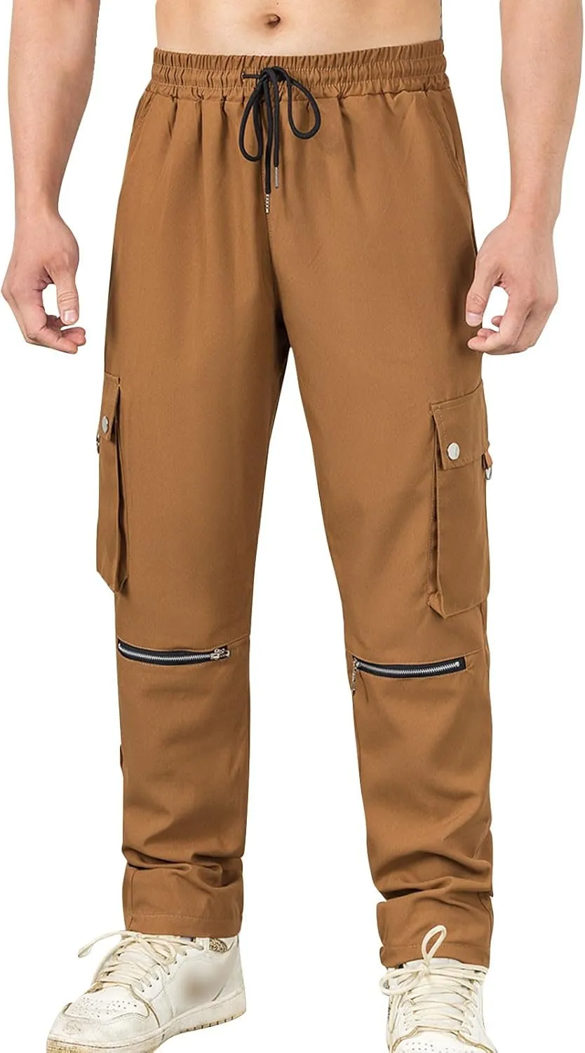 Mens Cargo Sweatpants Athletic Straight Jogger Pant with Pockets Big and Tall Baggy Tactical Workout Trouser
