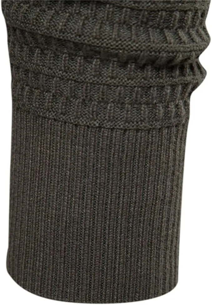 Mens Casual Crewneck Cardigan Slim Fit Sweaters Turtleneck Button Down Long Sleeve Plain Knitwear Fashion Warm Tops