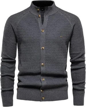 Mens Casual Crewneck Cardigan Slim Fit Sweaters Turtleneck Button Down Long Sleeve Plain Knitwear Fashion Warm Tops