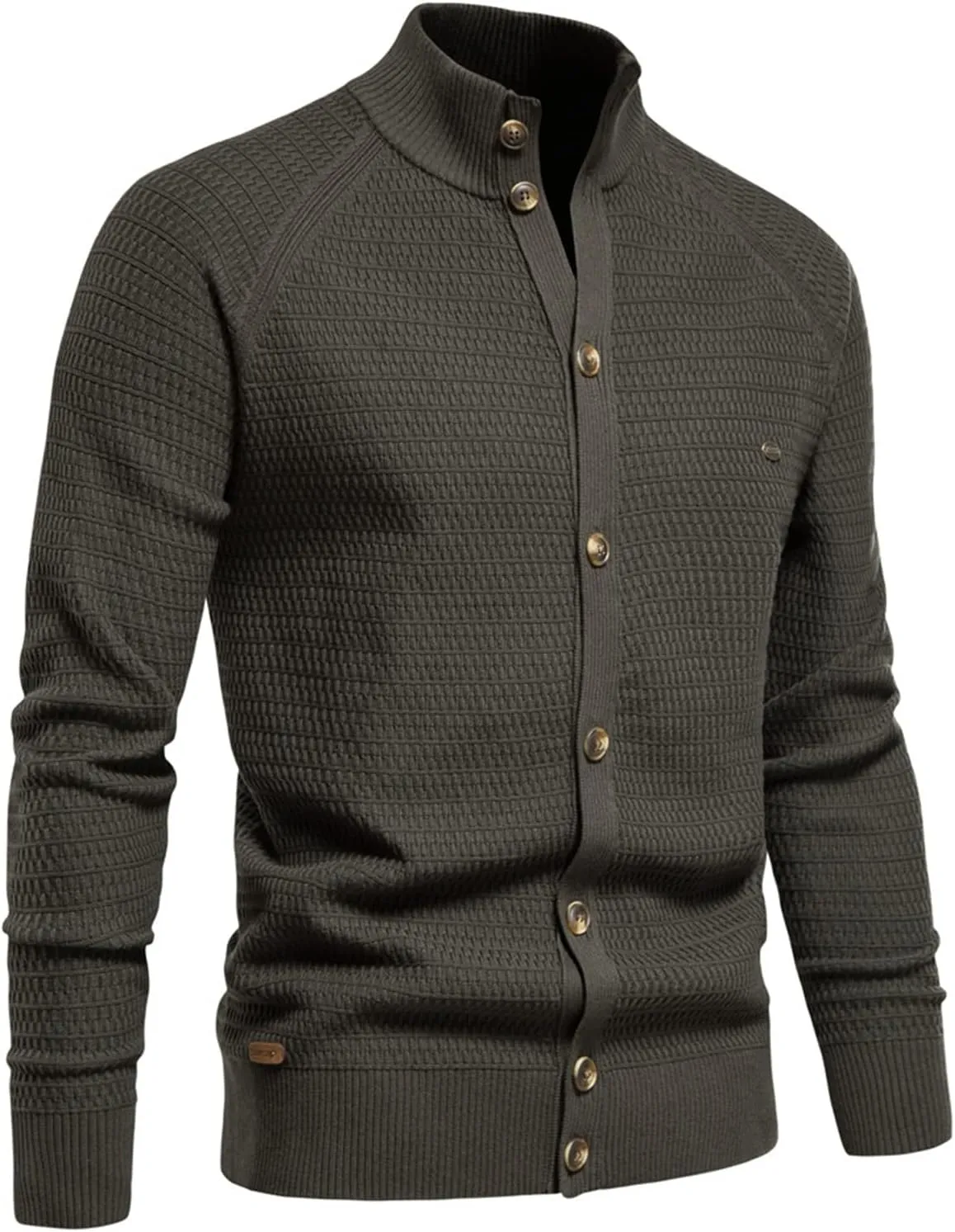 Mens Casual Crewneck Cardigan Slim Fit Sweaters Turtleneck Button Down Long Sleeve Plain Knitwear Fashion Warm Tops