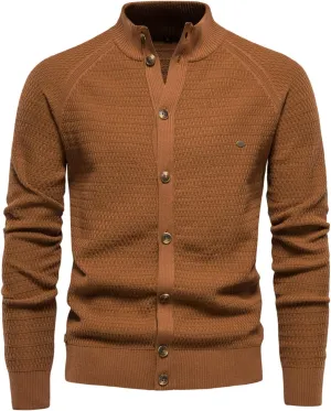 Mens Casual Crewneck Cardigan Slim Fit Sweaters Turtleneck Button Down Long Sleeve Plain Knitwear Fashion Warm Tops