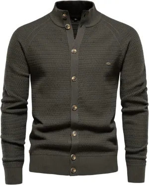 Mens Casual Crewneck Cardigan Slim Fit Sweaters Turtleneck Button Down Long Sleeve Plain Knitwear Fashion Warm Tops