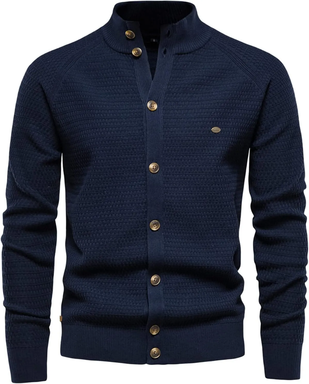 Mens Casual Crewneck Cardigan Slim Fit Sweaters Turtleneck Button Down Long Sleeve Plain Knitwear Fashion Warm Tops