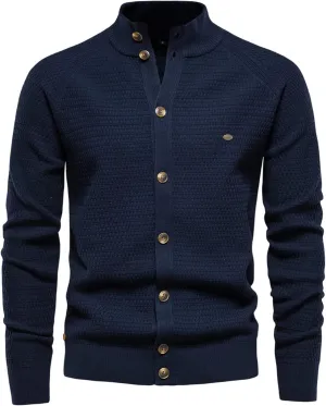 Mens Casual Crewneck Cardigan Slim Fit Sweaters Turtleneck Button Down Long Sleeve Plain Knitwear Fashion Warm Tops