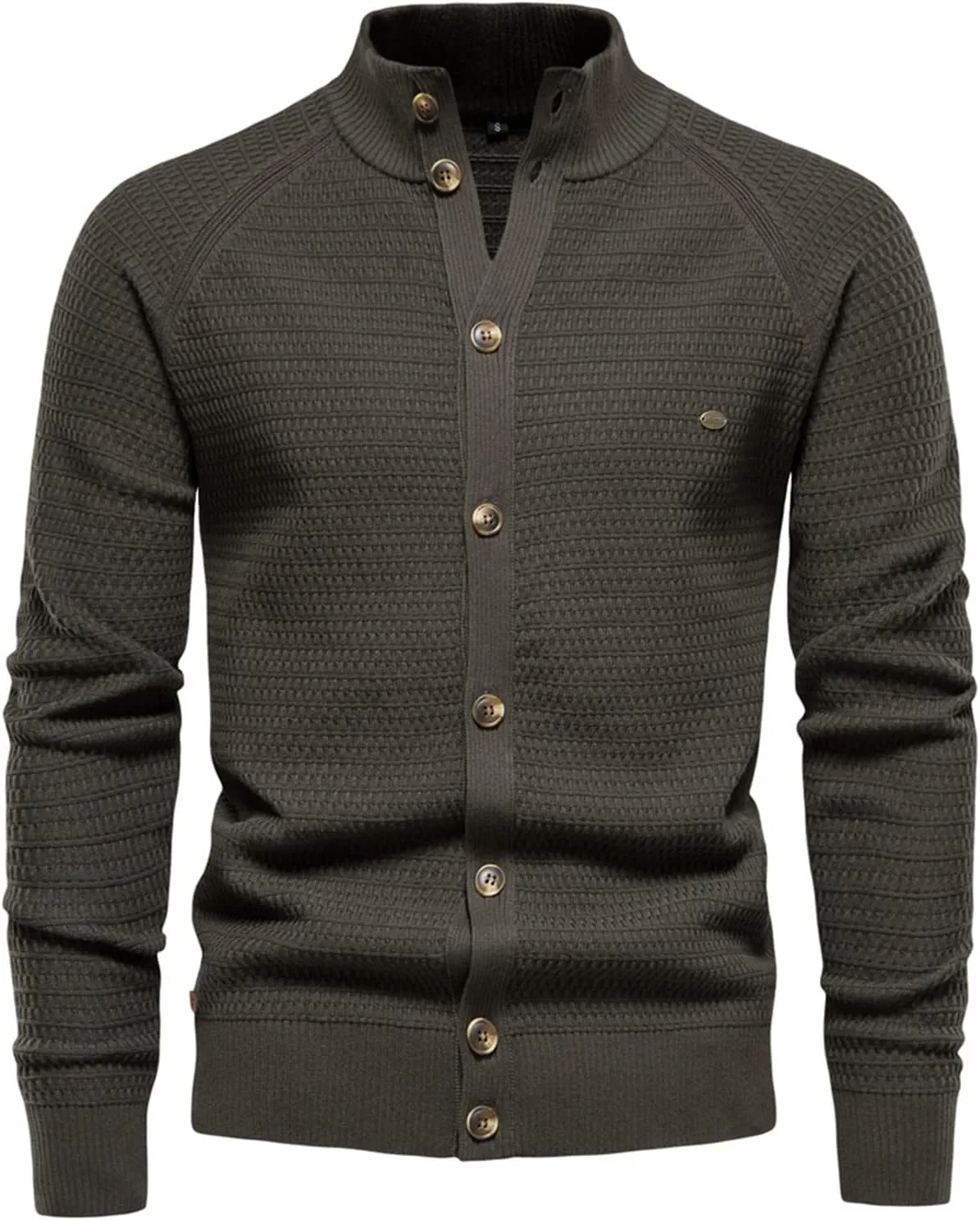Mens Casual Crewneck Cardigan Slim Fit Sweaters Turtleneck Button Down Long Sleeve Plain Knitwear Fashion Warm Tops