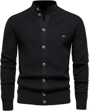 Mens Casual Crewneck Cardigan Slim Fit Sweaters Turtleneck Button Down Long Sleeve Plain Knitwear Fashion Warm Tops